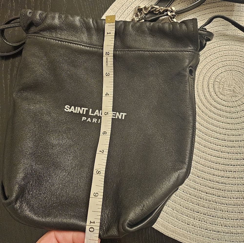 Saint Laurent Black Leather Teddy Bucket Bag - Picture 16 of 16